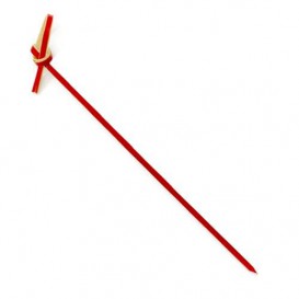 Bamboe vleespennen Strik Design rood 15cm (200 stuks) 