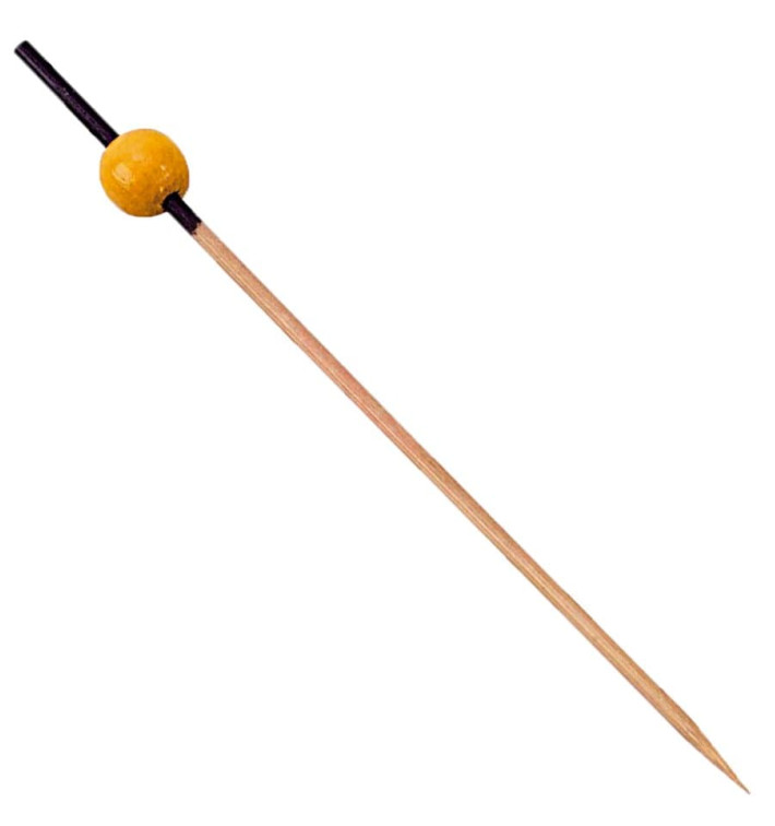 Pique en Bambou Décoré Noir et Jaune 120mm (200 unités) Pique en Bambou Décoré Noir et Jaune 120mm (200 unités)