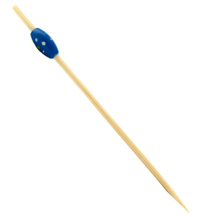 Bamboe vleespennen "Punteado" Design blauw 12cm (5000 stuks) Bamboe vleespennen "Punteado" Design blauw 12cm (5000 stuks)