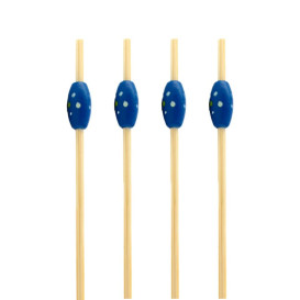Bamboe vleespennen "Punteado" Design blauw 12cm (5000 stuks)