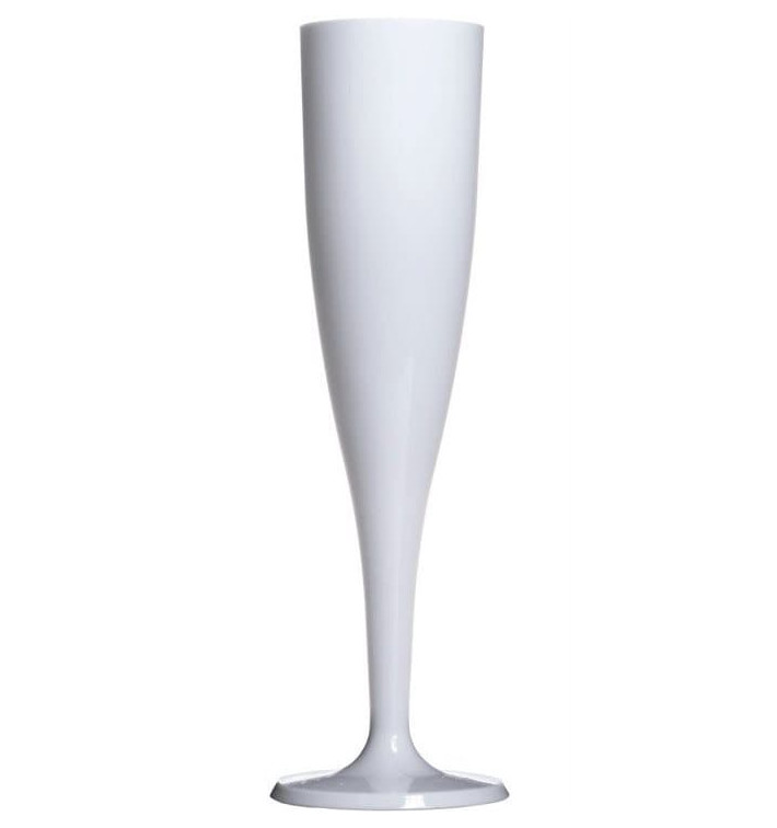 Flûte Plastique pour Champagne Blanc 115ml 1P (120 Utés) Flûte Plastique pour Champagne Blanc 115ml 1P (120 Utés)