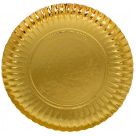 Papieren bord Rond vormig goud 23cm (100 stuks) 