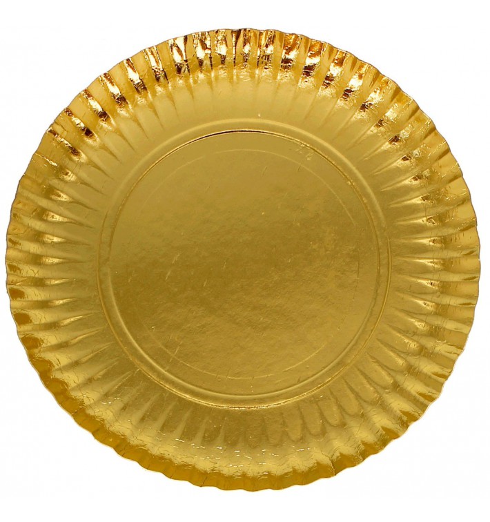 Papieren bord Rond vormig goud 23cm (500 stuks) 