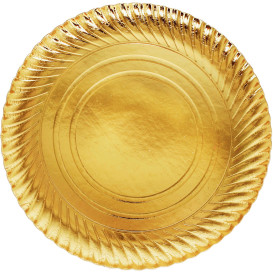 Papieren bord Rond vormig goud 30cm (100 stuks) 