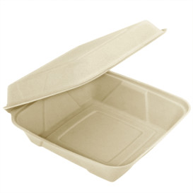 Suikerriet Gescharnierd Container "Menu Box" 22,5x22,5x7,5cm (200 stuks)