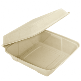 Suikerriet Gescharnierd Container "Menu Box" 22,5x22,5x7,5cm (50 stuks) 