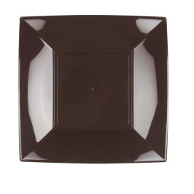 Assiette Plastique Réutilisable Plate Marron PP 230mm (300 Utés)