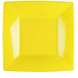 Assiette Plastique Réutilisable Plate Jaune PP 290mm (12 Utés)