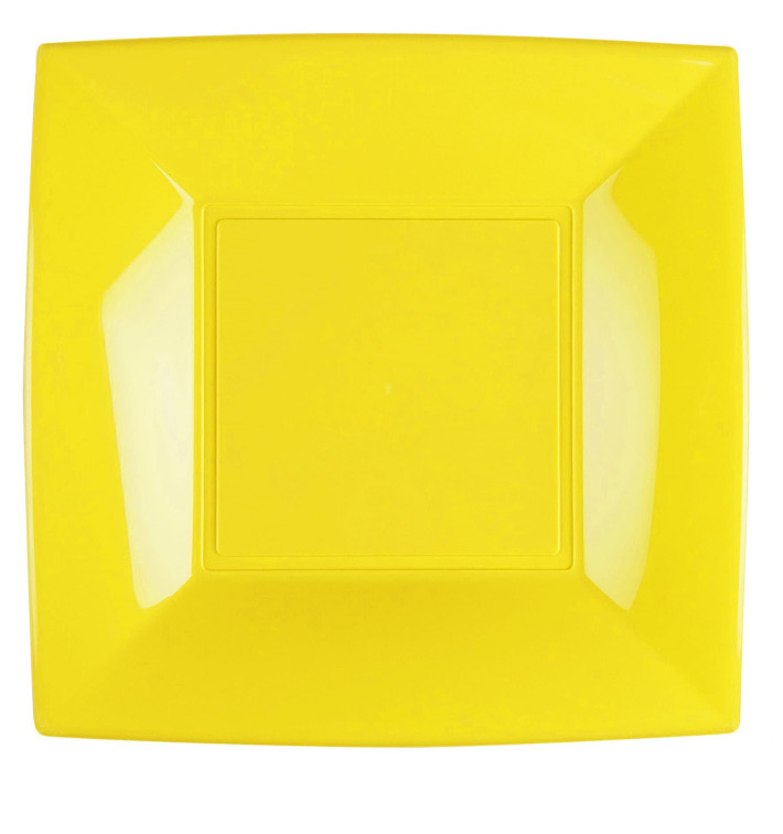 Assiette Plastique Réutilisable Plate Jaune PP 290mm (12 Utés)