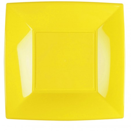 Herbruikbare harde bord Plat geel "Nice" PP 29 cm (12 stuks) 