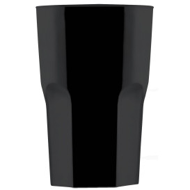 Plastic glas SAN Herbruikbaar "Graniten" zwart 400 ml (5 stuks) 