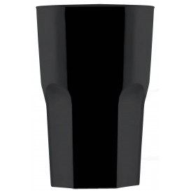 Plastic glas SAN Herbruikbaar "Graniten" zwart 400 ml (75 stuks)