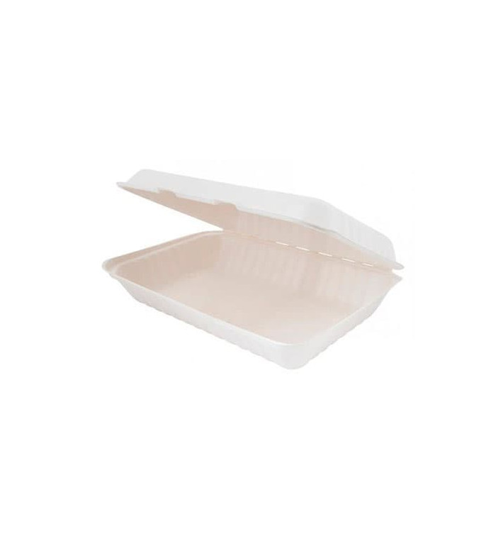 Suikerriet Gescharnierd Container wit 33,5x23x7,5cm (150 stuks)