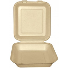 Suikerriet Gescharnierd Container "Menu Box" Naturel 20x20x7,5cm (250 stuks)