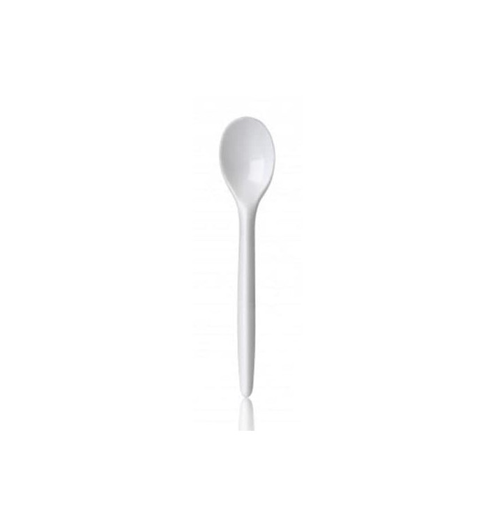 Plastic PS thee lepel "Luxe" wit 12,3cm (100 stuks) Plastic PS thee lepel "Luxe" wit 12,3cm (100 stuks)