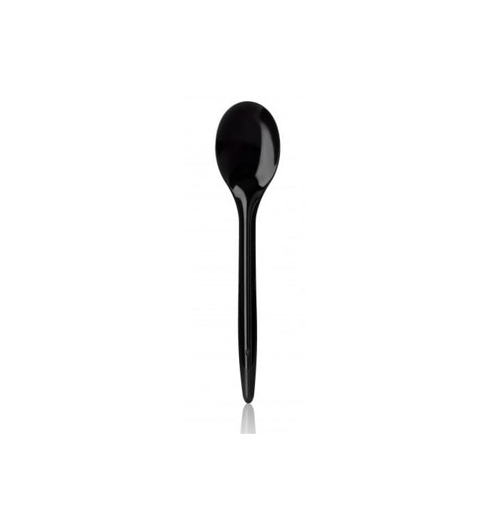 Plastic PS thee lepel "Luxe" zwart 12,5cm (100 stuks) Plastic PS thee lepel "Luxe" zwart 12,5cm (100 stuks)