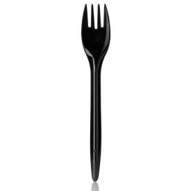 Plastic PS vork "Luxe" zwart 17,5 cm (2000 stuks)