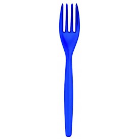 Plastic PS vork "Easy" blauw parel 18cm (20 stuks) 