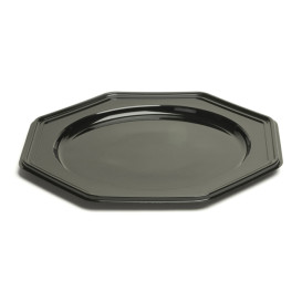 Dessous d'assiette Plastique Octogonal Noir 30 cm (10 Utés)