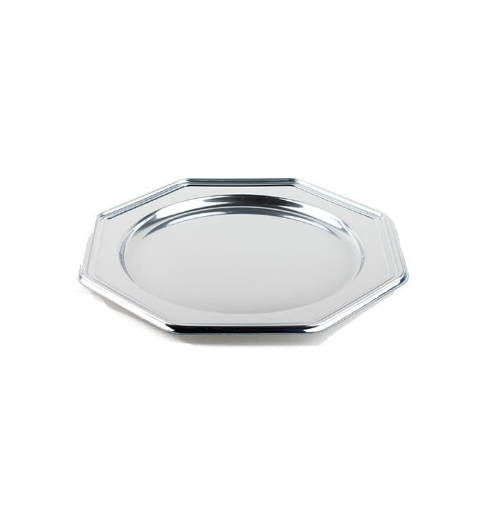 Dessous d'assiette Plastique Octogonal Argenté 30 cm (5 Utés) Dessous d'assiette Plastique Octogonal Argenté 30 cm (5 Utés)