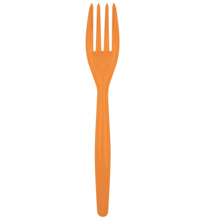 Plastic PS vork "Easy" oranje 18cm (500 stuks)