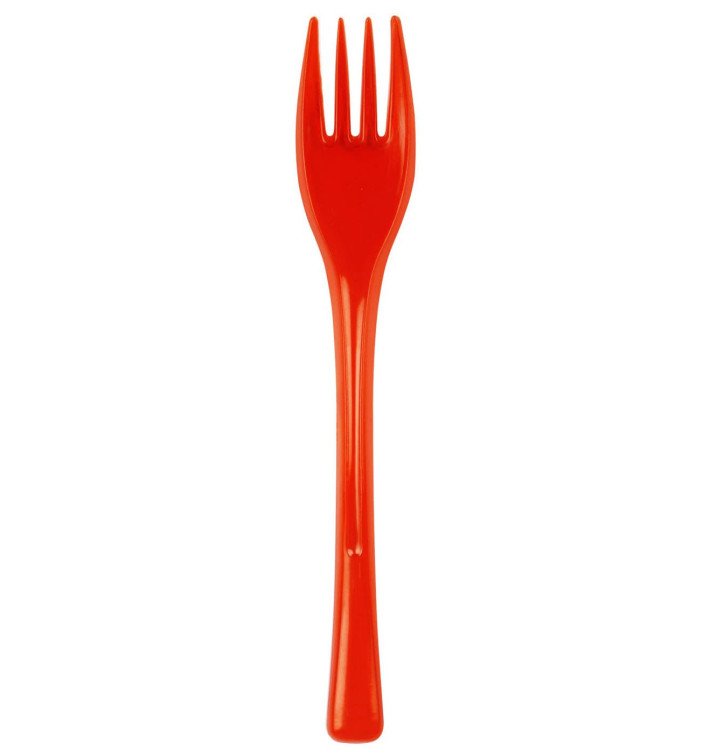 Plastic PS vork "Flen" rood transparant 14cm (3000 stuks) Plastic PS vork "Flen" rood transparant 14cm (3000 stuks)