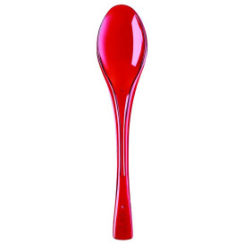 Plastic lepel PS "Flen" rood transparant 14,5cm (50 stuks) 