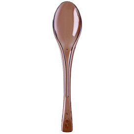 Plastic lepel  PS "Flen" bruin transparant 14,5cm (3000 stuks)