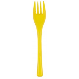 Plastic PS vork "Flen" geel transparant 14cm (50 stuks) 