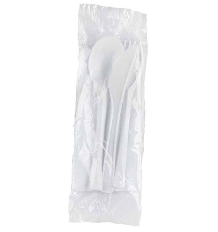 Plastic Bestekset PP "Next" vork, mes, lepel en servet (50 stuks) Plastic Bestekset PP "Next" vork, mes, lepel en servet (50 stuks)