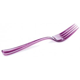 Plastic vork Premium aubergine kleur 19cm (10 stuks) 