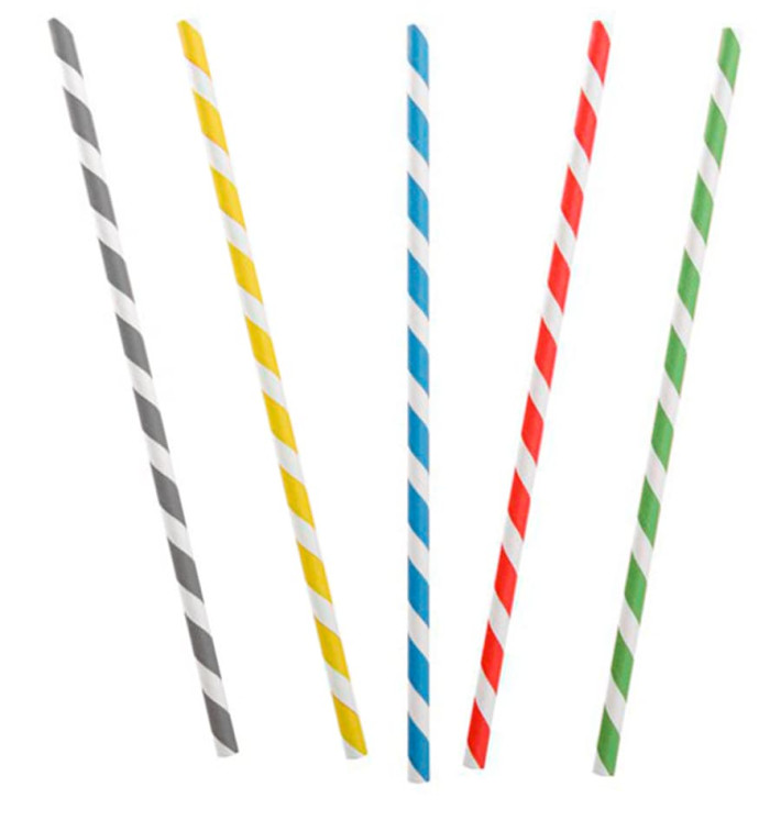 Paille Flexible Papier Assortiment Ø6mm 230mm (250 Utés) Paille Flexible Papier Assortiment Ø6mm 230mm (250 Utés)