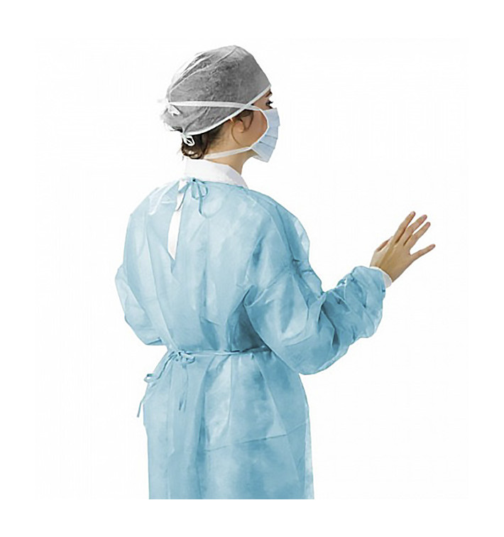 Blouse PP Bleu Fermeture Dorsal à Ruban XL (100 Utés) Blouse PP Bleu Fermeture Dorsal à Ruban XL (100 Utés)