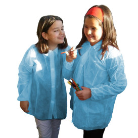 Wegwerp kinder lab jas TST PP Velcro blauw (1 stuk) 
