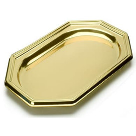 Plastic schotel Achthoekig goud 46X30 cm (5 stuks) 