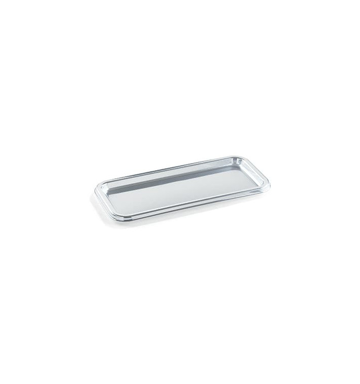 Plateau Plastique Rectangulaire Argenté 35x16 cm (5 Utés)