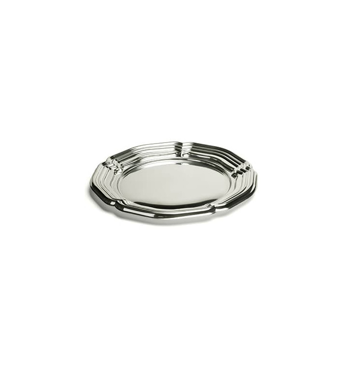 Plateau en Plastique Rond Argenté 46 cm (5 Utés) Plateau en Plastique Rond Argenté 46 cm (5 Utés)