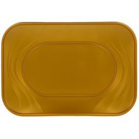 Plastic dienblad microgolfbaar "X-Table" goud 33x23cm (60 stuks)