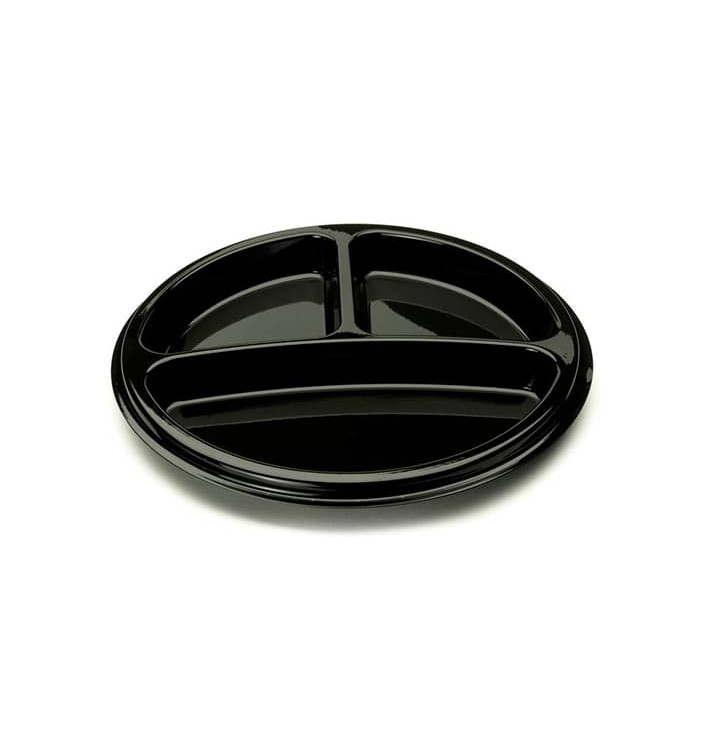 Plastic bord Rond vormig 3C zwart 26 cm (250 stuks) Plastic bord Rond vormig 3C zwart 26 cm (250 stuks)