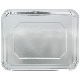 Papieren dienblad Rechthoekige vorm zilver 34x42cm (50 stuks)