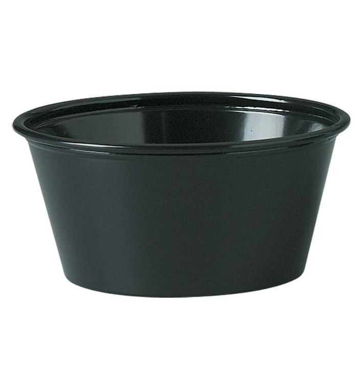 Plastic souffle beker PS zwart 100ml Ø7,3cm (2500 stuks) Plastic souffle beker PS zwart 100ml Ø7,3cm (2500 stuks)