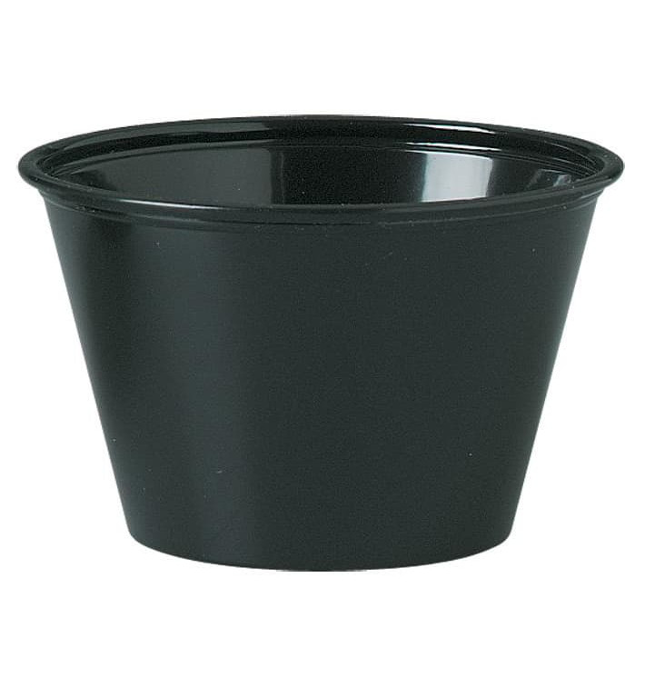 Plastic souffle beker PS zwart 120ml Ø7,3cm (2500 stuks) Plastic souffle beker PS zwart 120ml Ø7,3cm (2500 stuks)