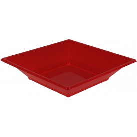 Assiette Plastique Creuse Carrée Rouge 170mm (5 Unités)