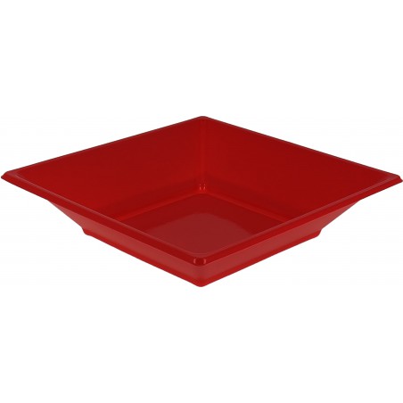 Plastic bord Diep Vierkant rood 17 cm (750 stuks)