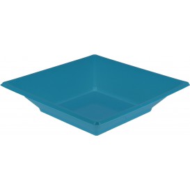 Plastic bord Diep Vierkant turkoois 17 cm (25 stuks) 