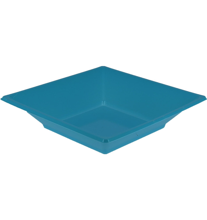 Plastic bord Diep Vierkant turkoois 17 cm (750 stuks) Plastic bord Diep Vierkant turkoois 17 cm (750 stuks)