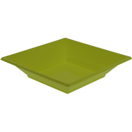 Assiette Plastique Creuse Carrée Pistache 170mm (25 Unités)