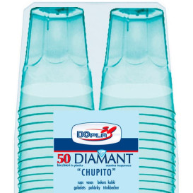 Plastic PS Shotje Kristal "Diamant" blauw 50ml (20 stuks) 