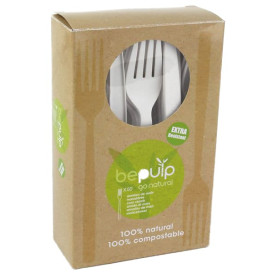 Fourchette Biodégradable CPLA Blanc 160mm en boîte (50 Utés)