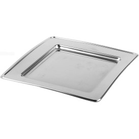 Assiette en Plastique PET Carrée Argenté 18cm (180 Utés)